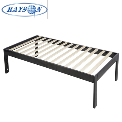Home And Hotel Furniture Metal Bed Frame With Wooden Slat In Box